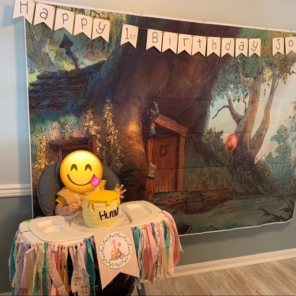 Winnie the Pooh themed photo backdrop and 1st Birthday supplies 🍯 - Picture 2 of 10